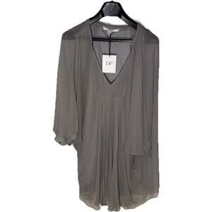 DVF Diane Von Furstenberg Fleurette Silk Dress 12 NWT Silk Gray Chiffon